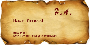Haar Arnold névjegykártya